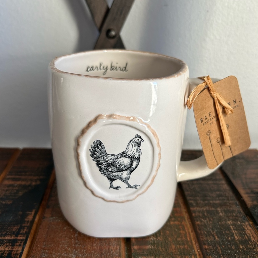 Rae Dunn EARLY BIRD ROOSTER Mug Farmhouse Style Farmline NEW